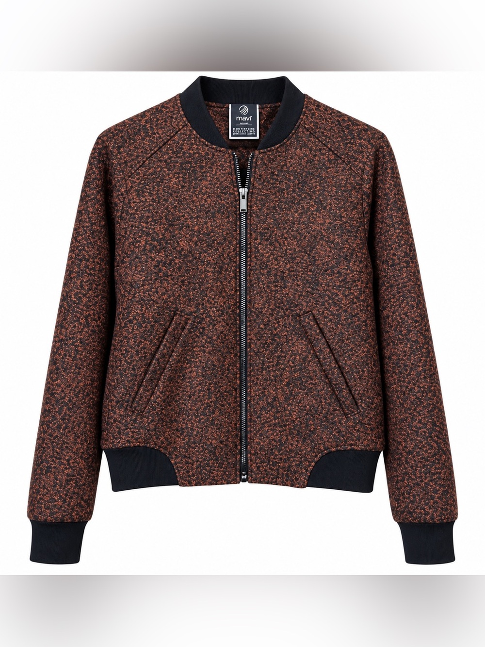 MPG US M Mondetta Women Performance Bomber Jacket Speckled Brown Black Classic